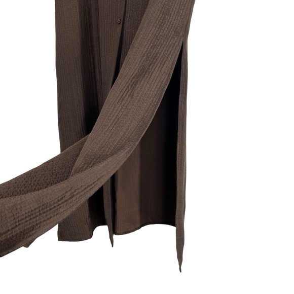 EILEEN FISHER Brown Sleeveless Long Line V-Neck Button Down Silk Blend Cardigan - Picture 5 of 7